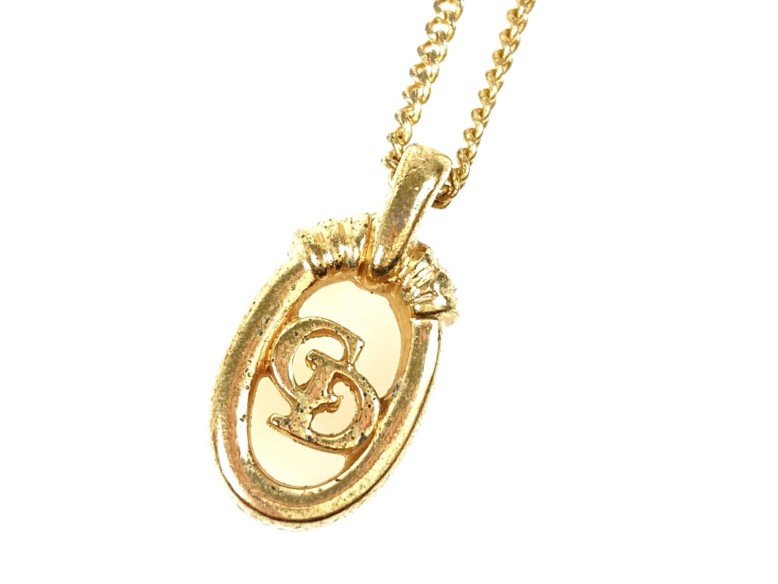クリスチャン ディオール Christian Dior CDロゴ オーバル ネックレス ゴールド