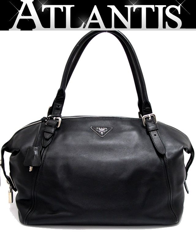 美品 PRADA プラダ ビジネスバッグ ボストンバッグ 三角ロゴ テスート 黒 プラダ PRADA ボストンバッグ ハンドバッグ 三角ロゴ レザー 黒