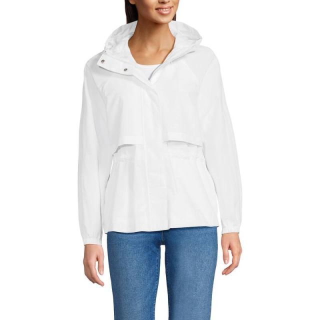 【送料無料】 ランズエンド レディース ジャケット・ブルゾン アウター Women's Lands' End Packable Rain Jacket White