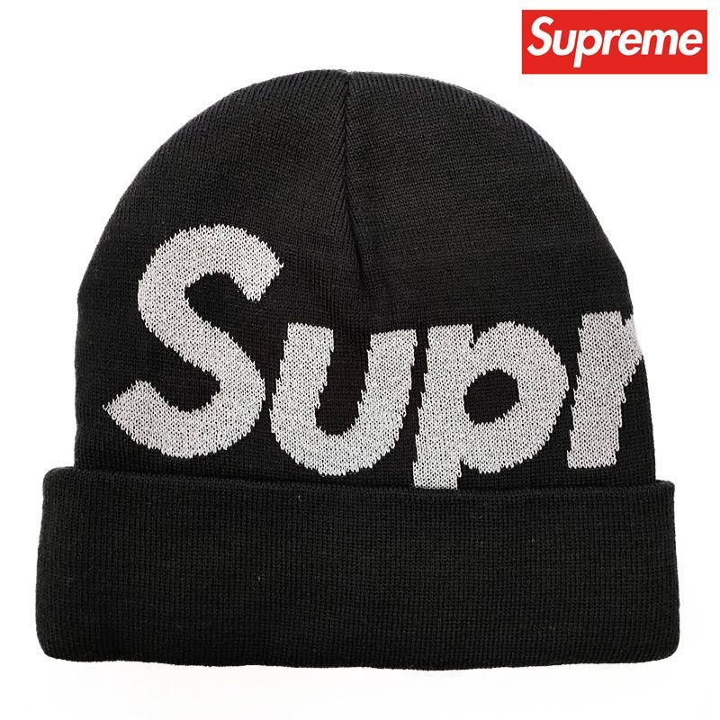 帽子supreme big logo beanie black 新品 未使用