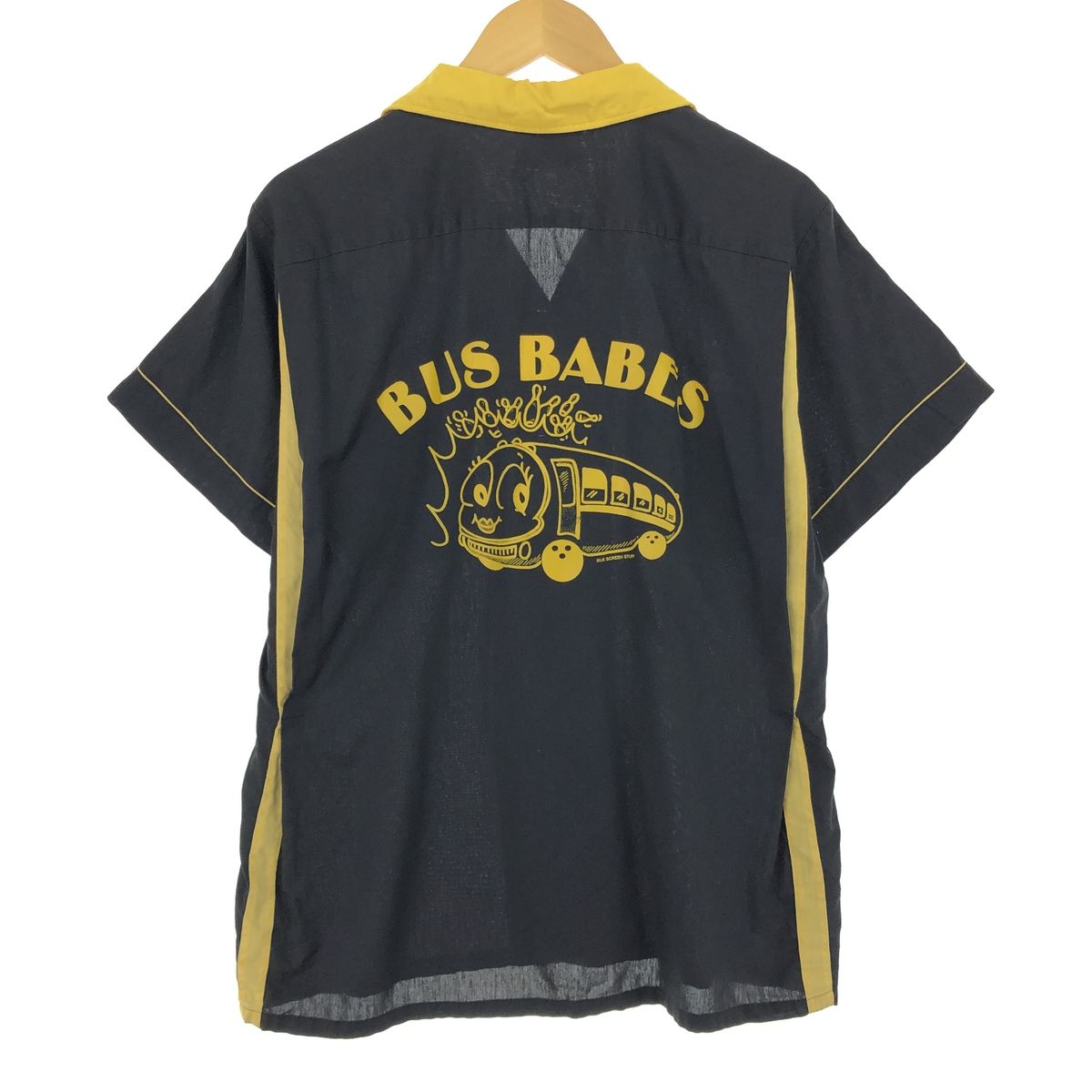 80’s~ビンテージ HILTON? ボウリングシャツ ユニフォーム プリント 古着 80年代 ヒルトン HILTON バックプリント オープンカラー