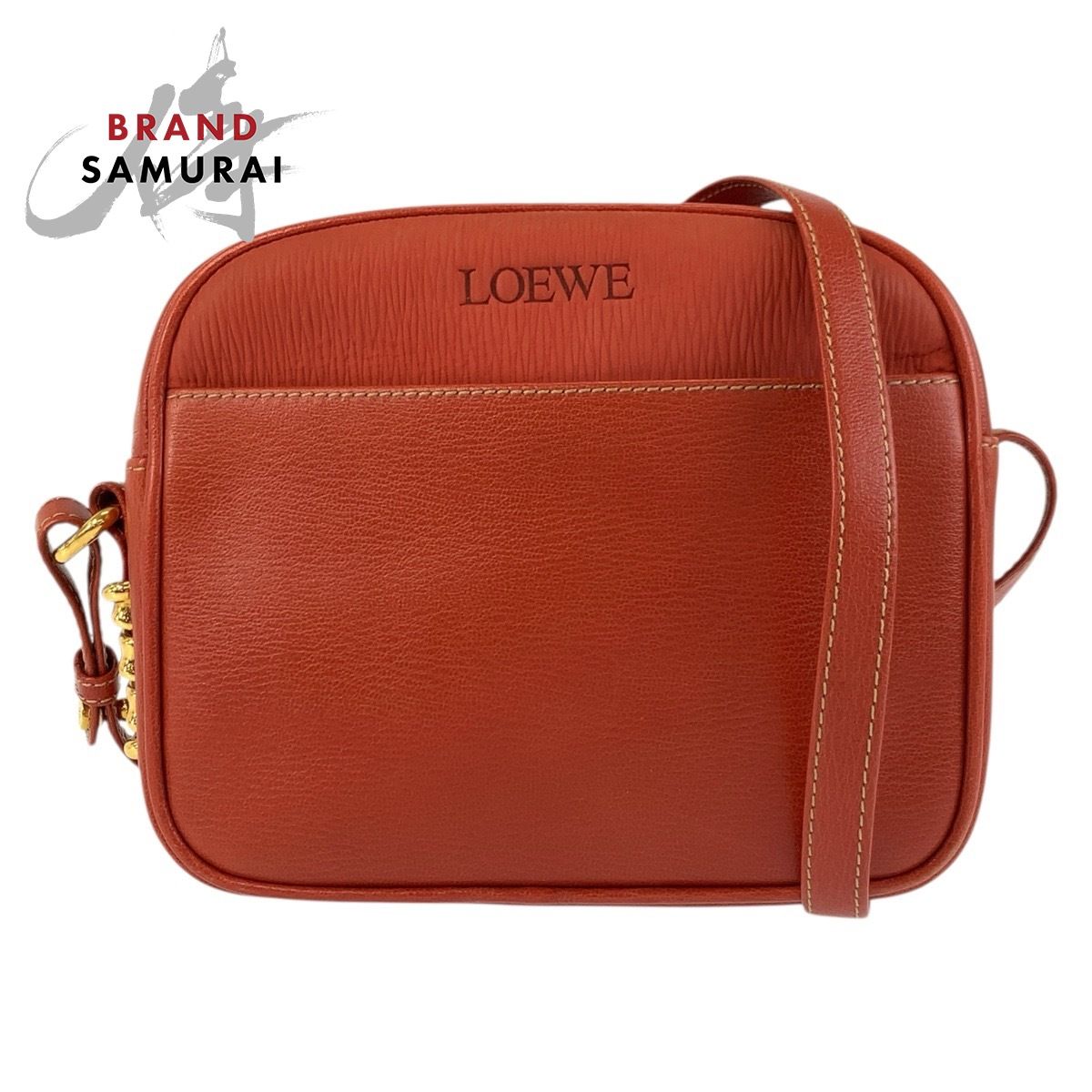 LOEWE ロエベ ヴィンテージ ベラスケス オレンジ ゴールド金具 レザー ショルダーバッグ ポシェット レディース 502706