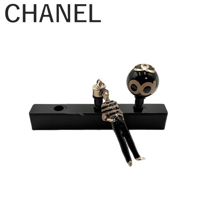 シャネル CHANEL イヤホンジャック 人 球体 1個欠品 希少 ブラック ベージュ ゴールド