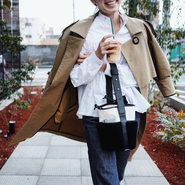 Ayako Mouton bag アヤコ 巾着 キャンバス レザー ブラック ムートン