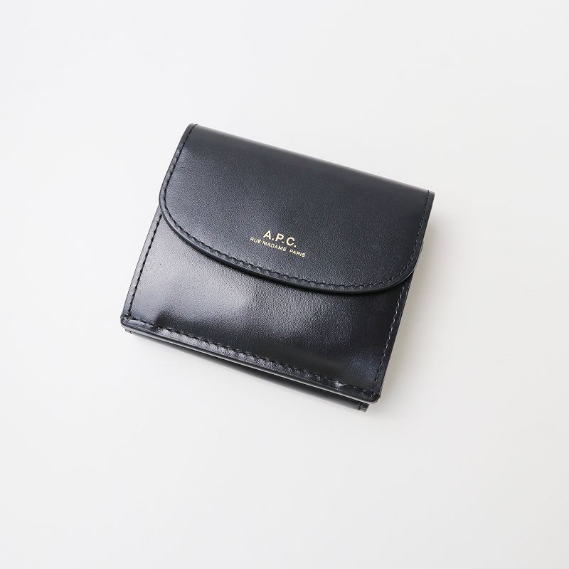 アーペーセー A.P.C. 財布ウォレットブラック スムースレザー 三
