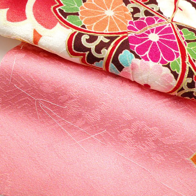 新品】 訪問着 袷 着物 金駒刺繍 金彩加工 ピンク 桜 さくら