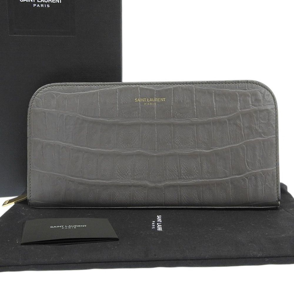 美品 SAINT LAURENT PARIS サンローランパリ クロコ型押し