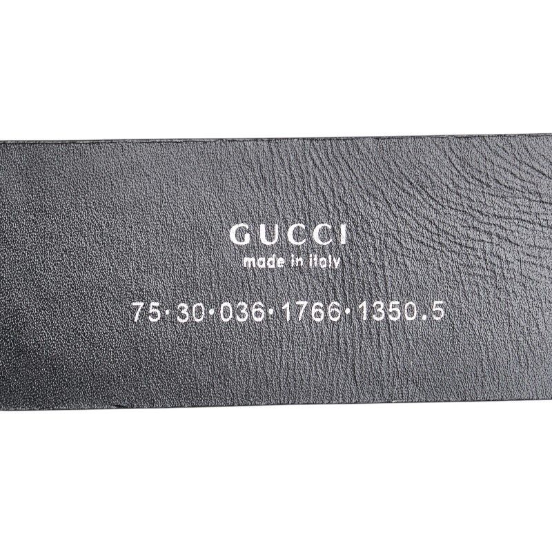 グッチ Gバックル ベルト 75.30 036 1766 1350 ブラック シルバー