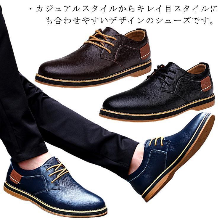 カンペール レザーデッキシューズ 極美品 シボ革 革靴 ネイビー 【42】 カンペール レザーデッキシューズ 極美品 シボ革 革靴 ネイビー