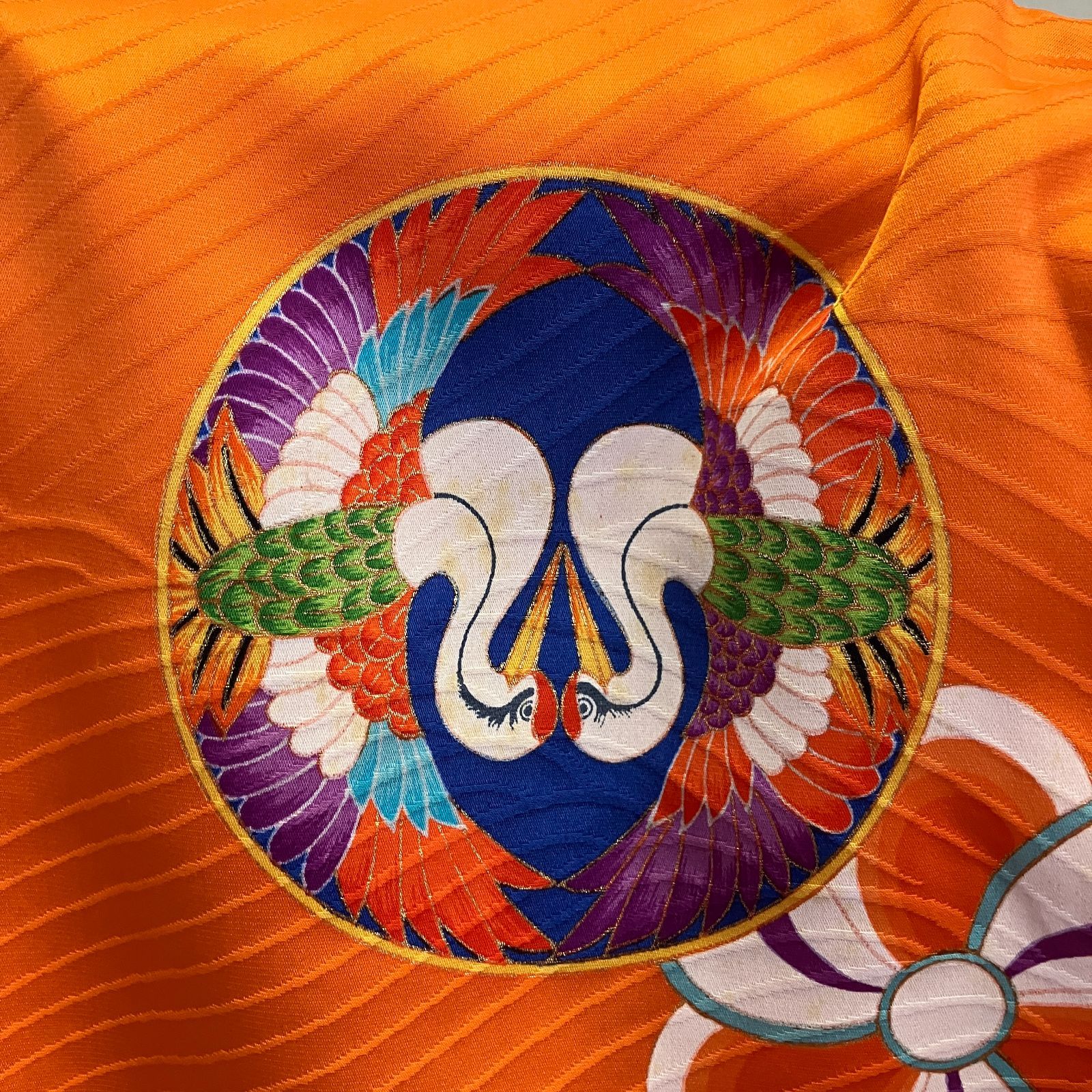  セミアンティーク 七五三 7歳女の子 着物 四つ身 オレンジ 半襦袢 作り帯セット 帯揚げ帯締め付き ビンテージ きもの猫田 T 378 着物 着物ドレス 着物 浴衣 和小物