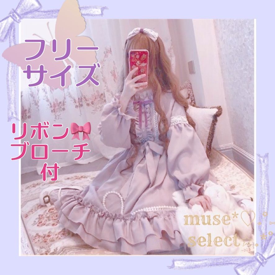 【韓嬢♡マリア】ゴスロリ　ロリータドレス 宮殿風 リボン 姫 地雷系　ネイビー e61262da2a048a522c243904e63a2a