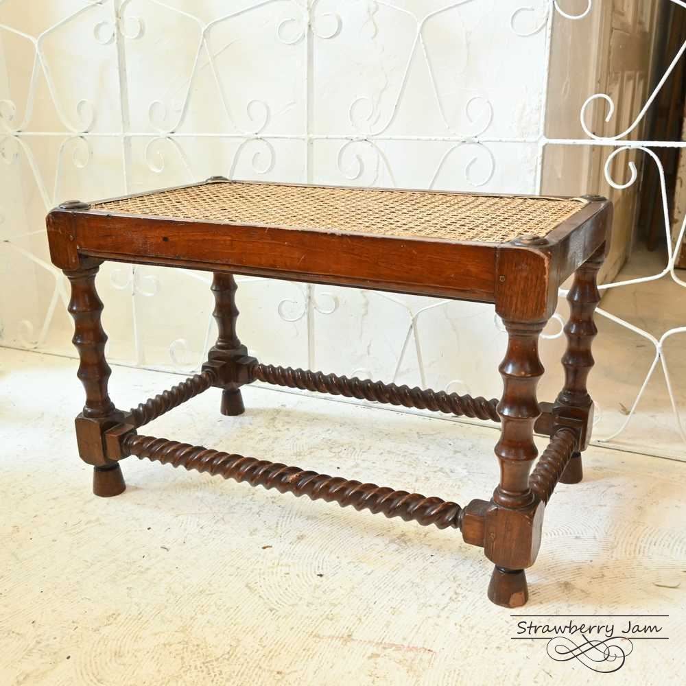 L3705-201 英国アンティーク オーク スツール ラタンチェア