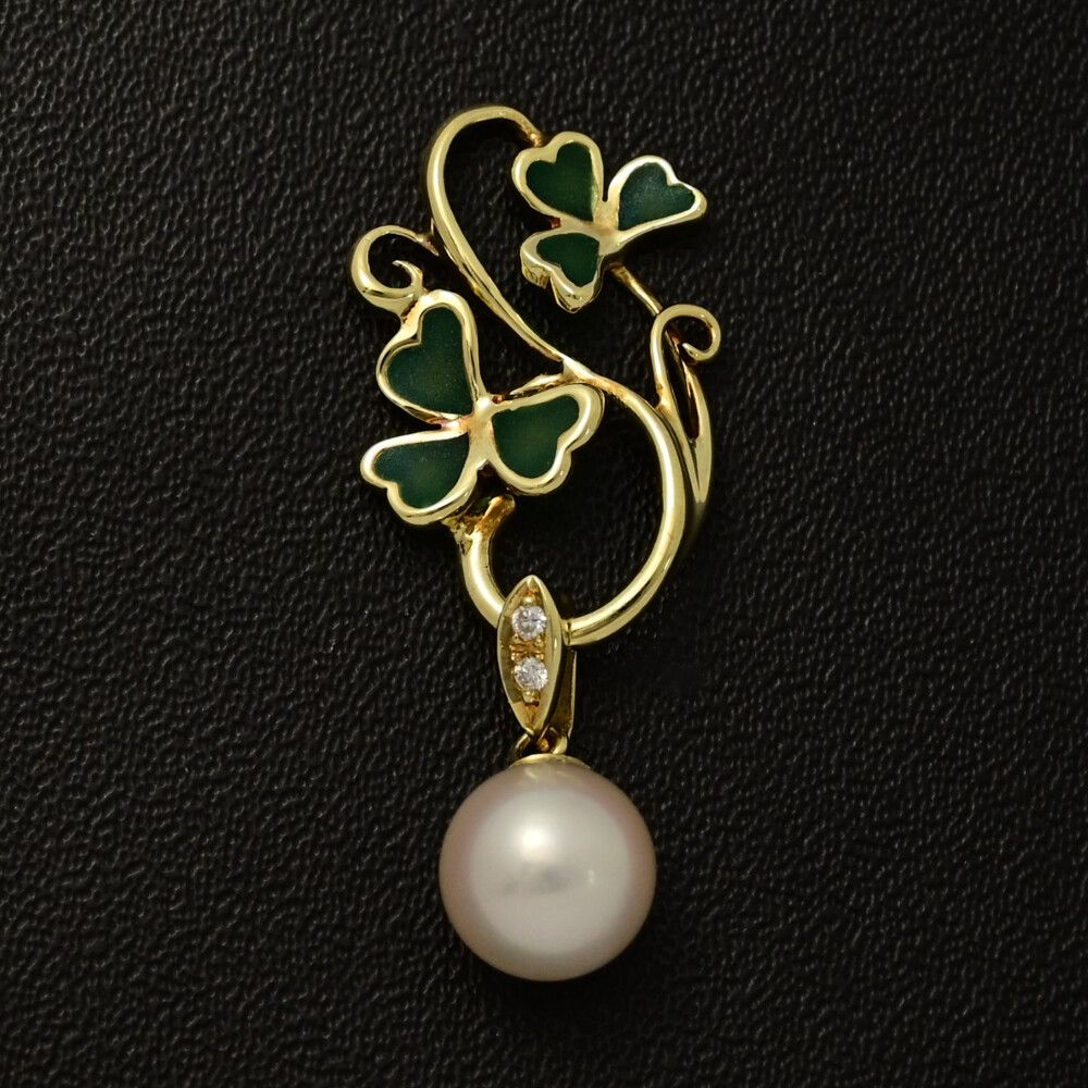 FD 0.02ct TASAKI PEARL タサキ･田崎真珠 白蝶真珠 シロチョウ サウスシーパール ペンダントトップ K18YG-2.4g 翌日配送可 ♀ S レディース 592042