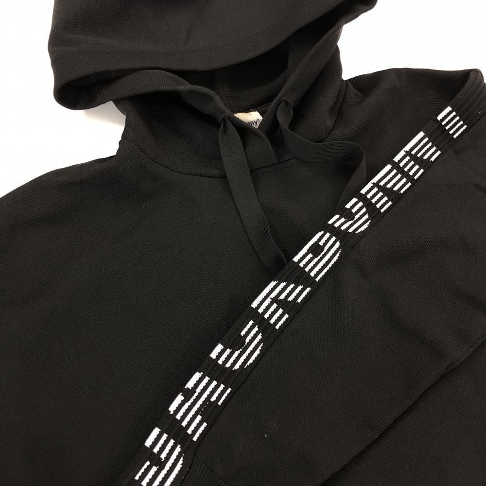 ジャックバニー ニットパーカー 黒×白 袖ロゴ 裾ドローコード セーター