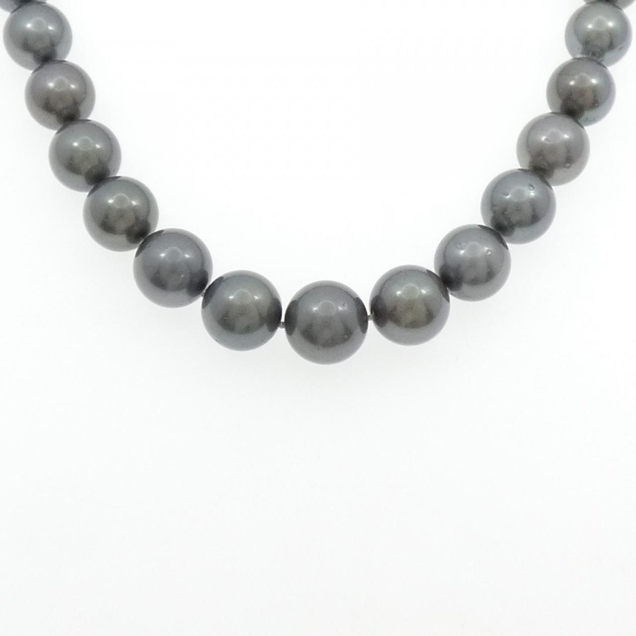 シルバークラスプ 黒蝶パール ネックレス 11-13.5mm