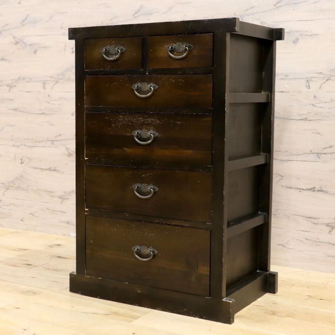 GMIS282○昭和レトロ 和タンス 箪笥 5段チェスト 引き出し 収納家具 和家具 古民家 和モダン 木製家具