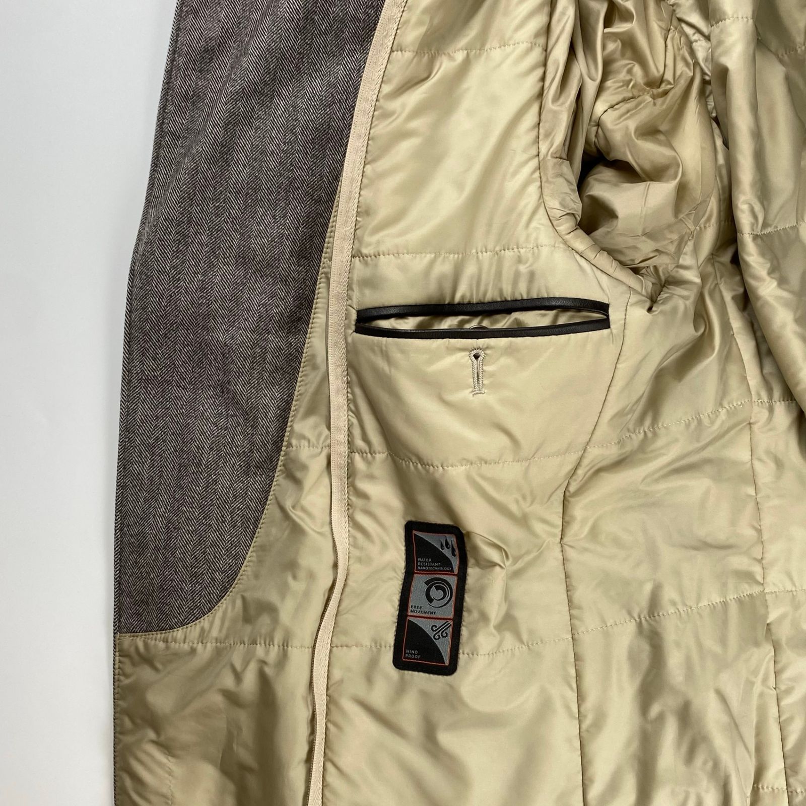 コルネリアーニ ID 中綿ジャケット ニット切替 カシミヤ混 伊製 48 CORNELIANI コルネリアーニ / カシミヤ混 IDコート ヘリンボーン