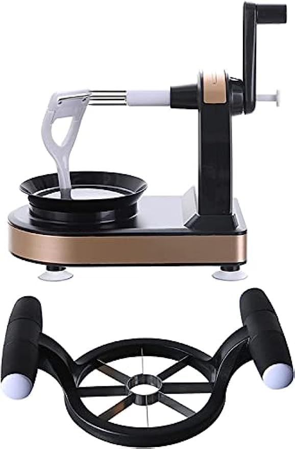 【在庫処分】アップル ピーラー リンゴ 果物削り 皮むき器 回転式 フルーツピーラー 手動 吸盤付き キッチン用品 フルーツピーラー オートマチックカッタ 家庭用多機能ピーラー りんご削り器 手回しリンゴ皮むき機 ピーラー (ブラック)