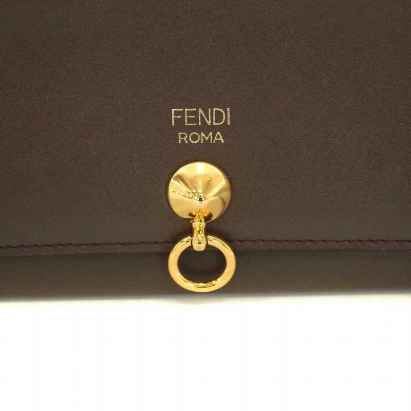 フェンディ FENDI バイザウェイ By The Way 長財布 二つ折り 小銭入れ ロゴ箔押し レザー 保存箱付き 保存袋付き 茶 ブラウン  /YT ☆AA★