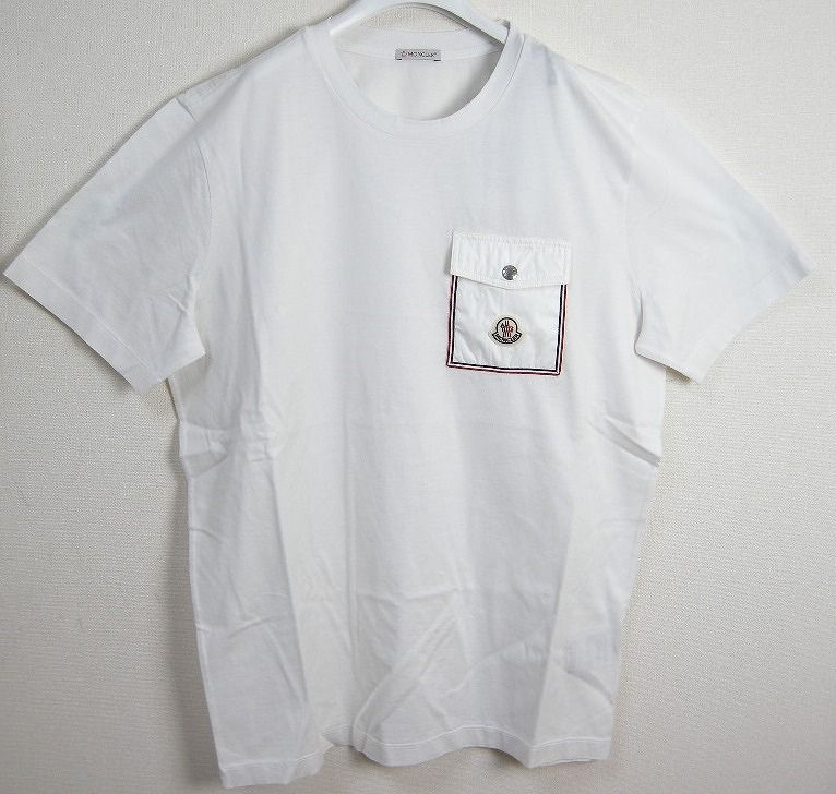 サイズL■新品 本物■モンクレール 半袖 ポケット付きTシャツ ホワイト メンズモンクレール