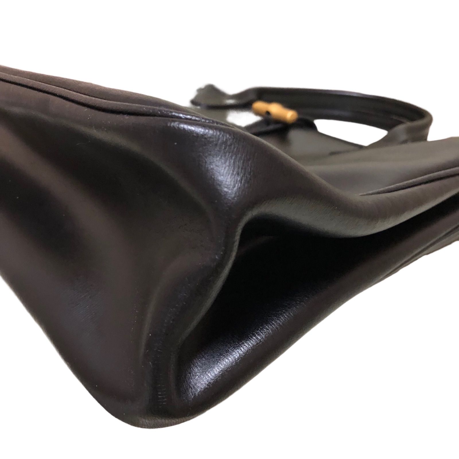 Longchamp ロンシャン オールレザー ロゴ型押し トートバッグ BLACK