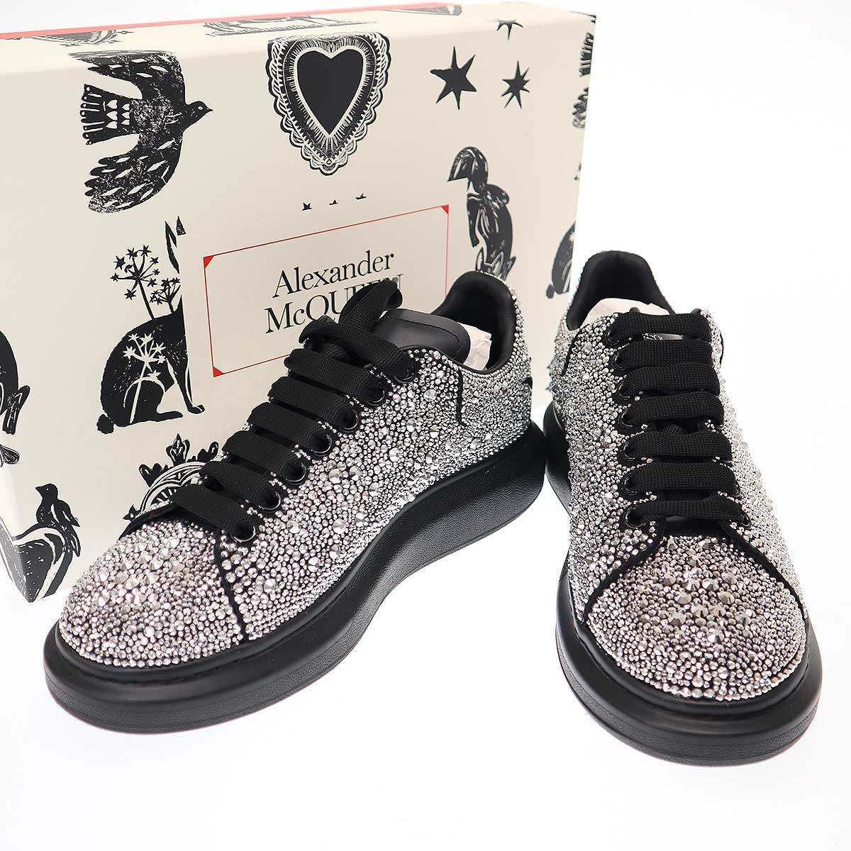 ALEXANDER McQUEEN アレキサンダーマックイーン Oversized Crystal Low Top Sneakers  ビジューストーンデザイン オーバーサイズスニーカー 684187 シルバー 43 - メルカリ