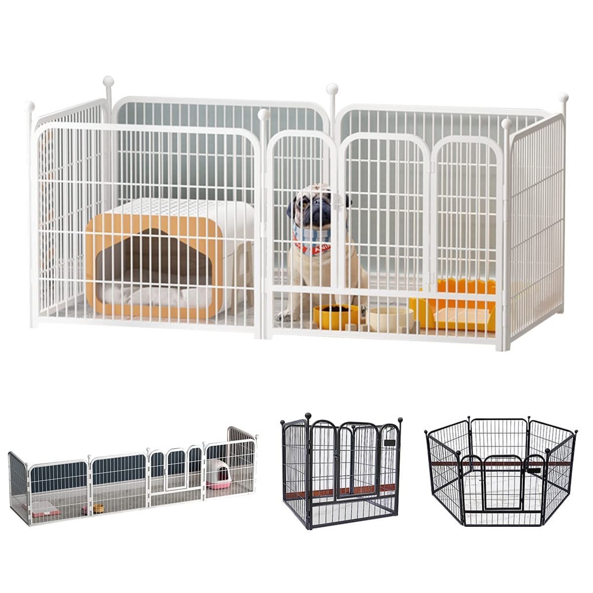 人気商品 ペットフェンス 犬フェンス ペットサークル 小型犬 中型犬 猫用 室内 室外兼用 ドア付き 折りたたみ式 工具不要 簡単組み立て 接続式 形組み換え ホワイト 高さ80cm 160×80cm