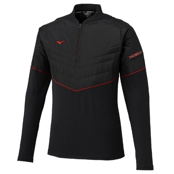 ミズノ ハイブリッドトレーニングトップ 長袖 メンズ mizuno MORELIA モレリア ハーフジップ 中綿入り プルオーバー スリムフィット 吸湿発熱 サッカー スポーツウェア トップス 男女兼用 服 |P2MEC503