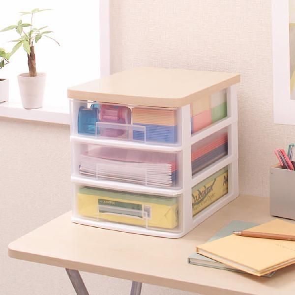 【公式】デスクチェスト 3段 ウッドトップテーブルチェスト 書類ケース ET-W430 アイリスオーヤマ 家具 収納用品 たんす タンス リビング キッチン 一人暮らし 収納 thumbnail 2