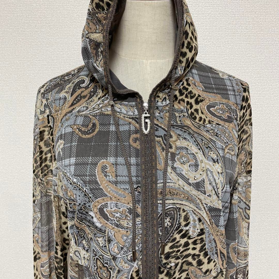 伊太利屋 イタリヤ ペイズリー ヒョウ柄 フード付き パーカー 13 薄手