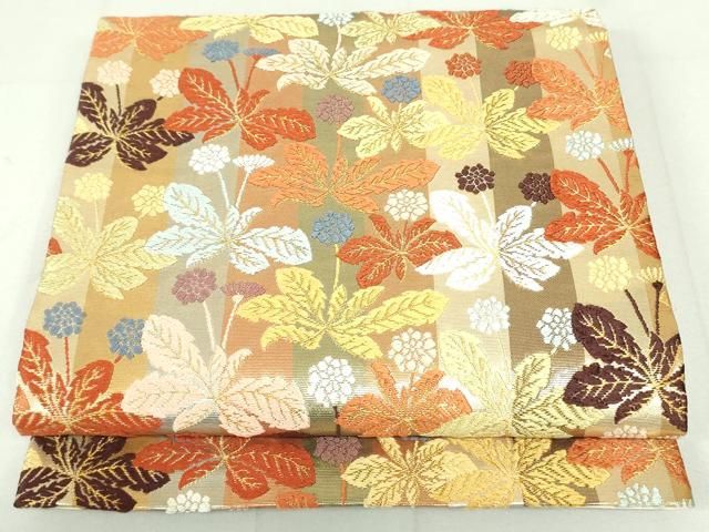平和屋着物○本場筑前博多織 全通柄京袋帯 花唐草間道 正絹 逸品