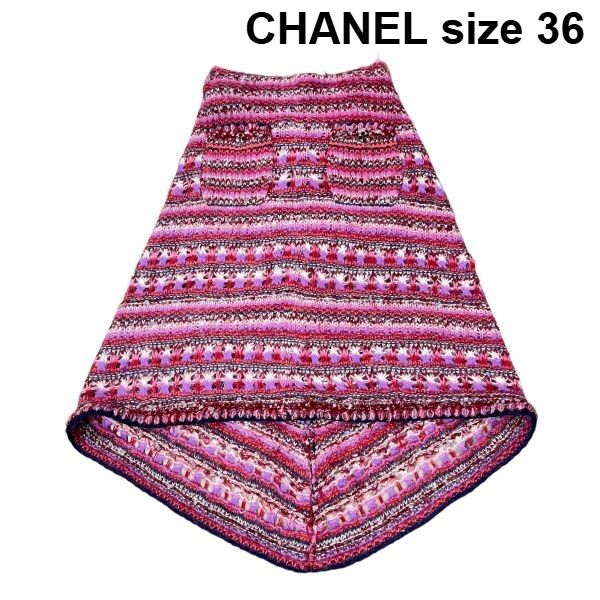 ○◇ シャネル CHANEL スカート 赤 ピンク 白 パープル アルパカ