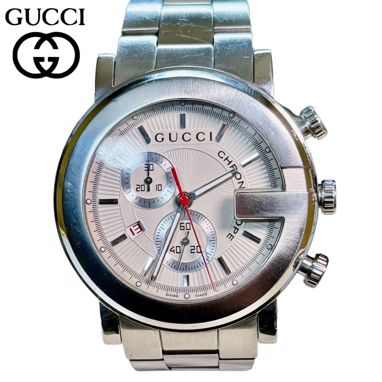 美品】 GUCCI Gフェイス クロノグラフ 腕時計 101M chrono 稼働品 付属品無し - メルカリ