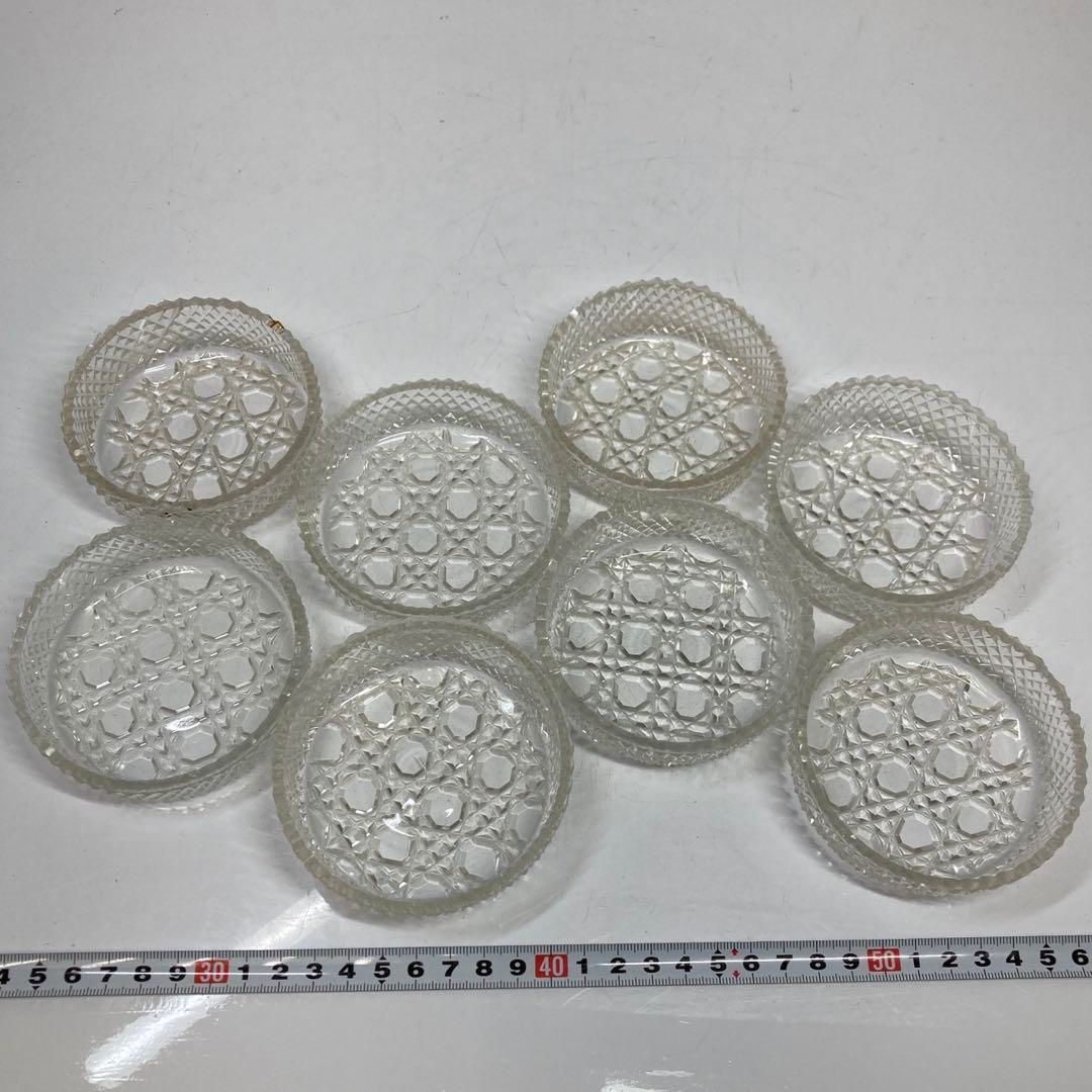 明治時代 ギヤマン小皿 幅約9.1㎝ 本さ5-0306