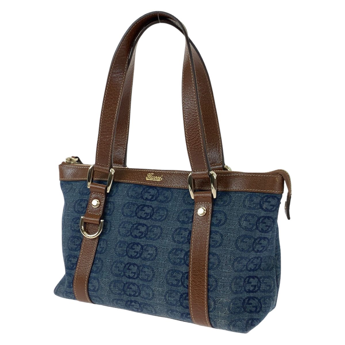 GUCCI グッチ アビー インターロッキングG デニム ブルー 青 ブラウン 