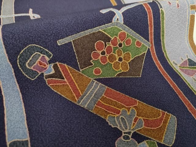 平和屋着物○全通柄九寸名古屋帯 玩具文様 金彩 正絹 逸品 未使用