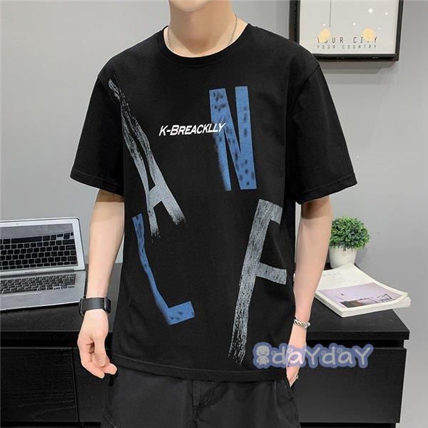 お兄系シャツ 新作 黒シャツ カジュアル 涼しいTシャツ メンズ 半袖Tシャツ ワークTシャツ Summer T-SHIRT Tシャツ 春夏 半そでTシャツ
