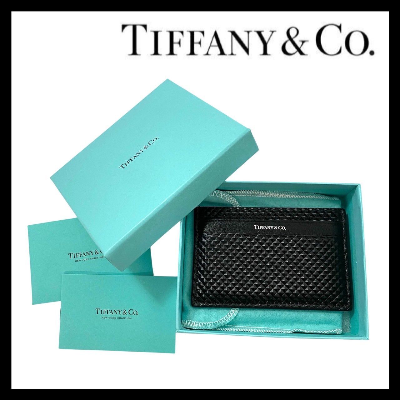 ティファニー カードケース【美品】 TIFFANY&Co.(ティファニー) カードケース - 黒 1837 レザー
