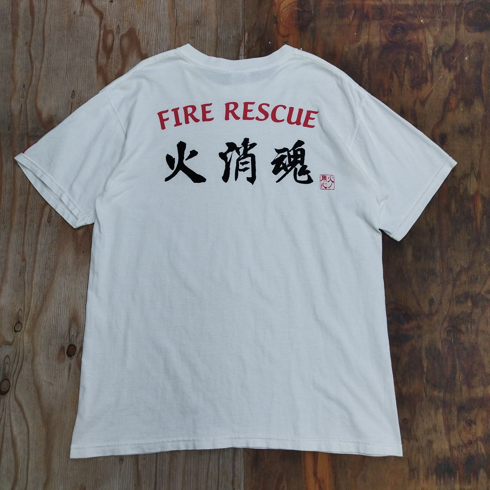 ANVIL アンビル Tシャツ ホワイト 火消し 消防士 漢字 バック