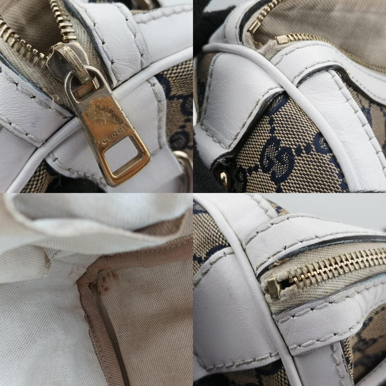 グッチGucciシェリーラインホワイト×ベージュ×マルチファブリック247205A7773023