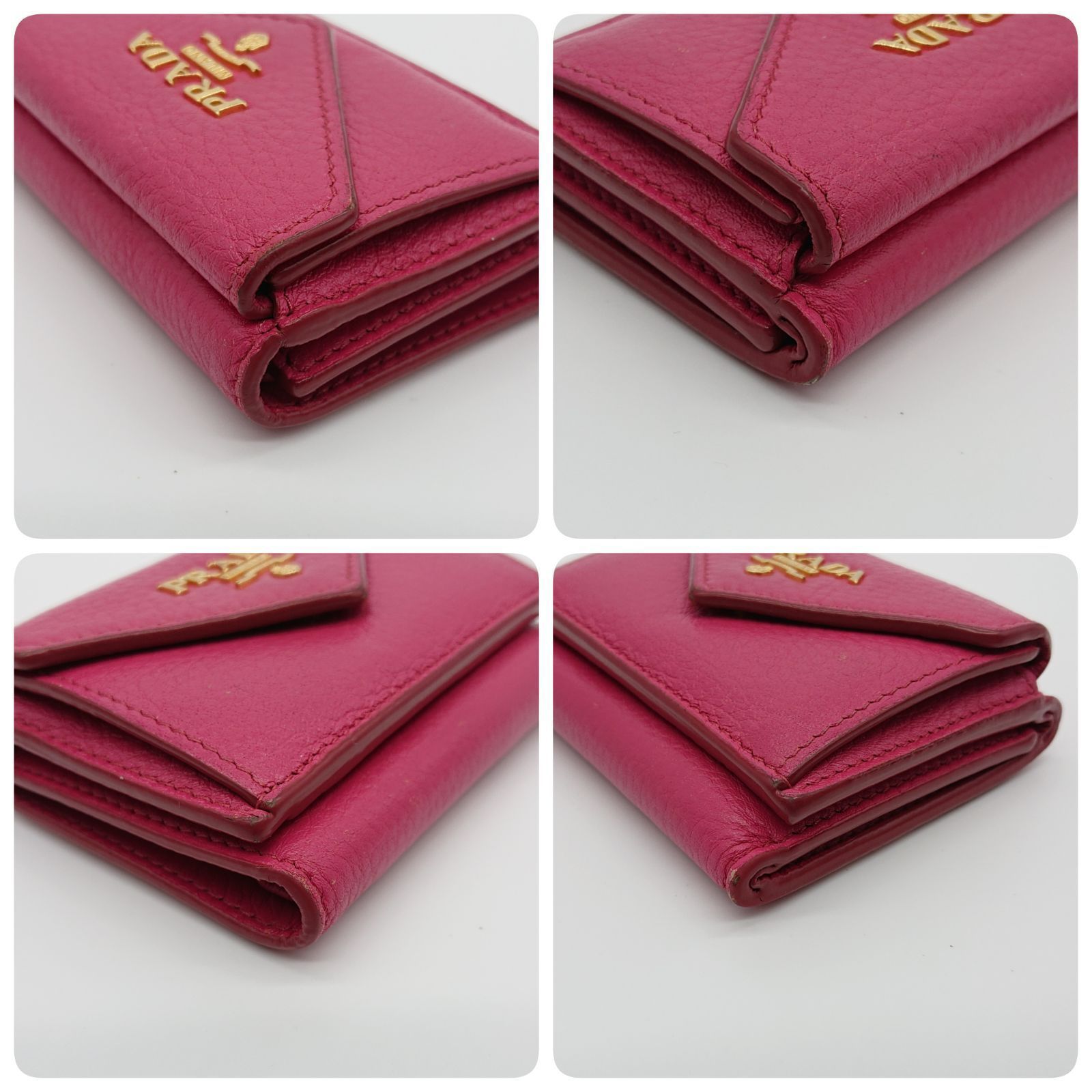 PRADA プラダ 三つ折財布 PRADA3つ折りミニ財布☆レター型☆サフィアーノ 紺 (PRADA