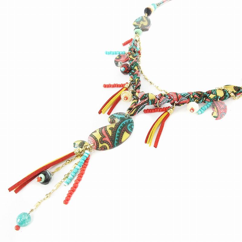 エトロ ETRO ロングネックレス ペンダント ストーン ビーズ 勾玉