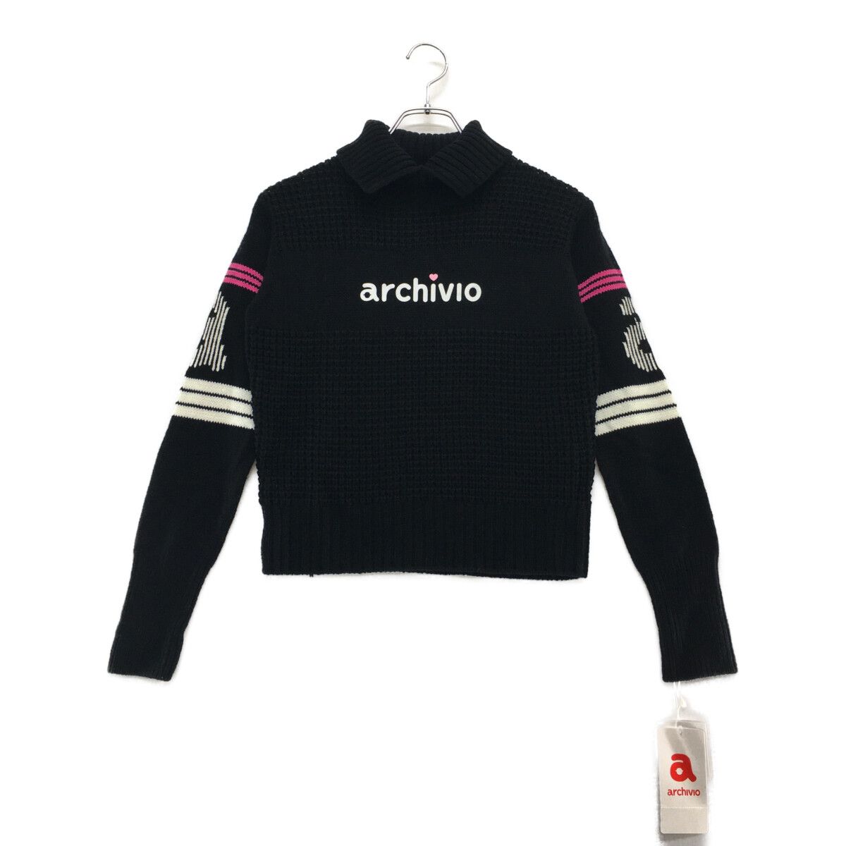 未使用品 レディース アルチビオ archivio セーター 38(M) 黒 ブラック 長袖タートルネック ニット
