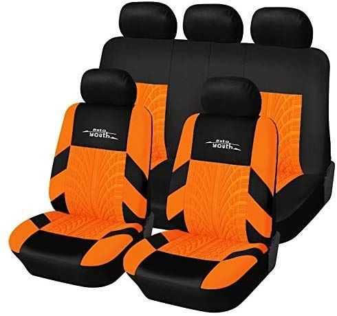 オレンジ_フルセット AUTOYOUTH 9シート セット カー シート カバー ノーマル カー ライト 普通 カー シート プロテクター ミニ カー シート 適用用 … (オレンジ色)