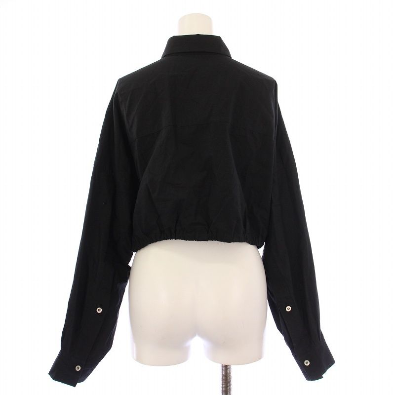 ウジョー Ujoh  STUDIOUS別注 クロップドシャツ ブラウス 長袖 レギュラーカラー ショート丈 2 黒 ブラック U764-B02-050 ウジョー Ujoh STUDIOUS別注 クロップドシャツ ブラウス 長袖