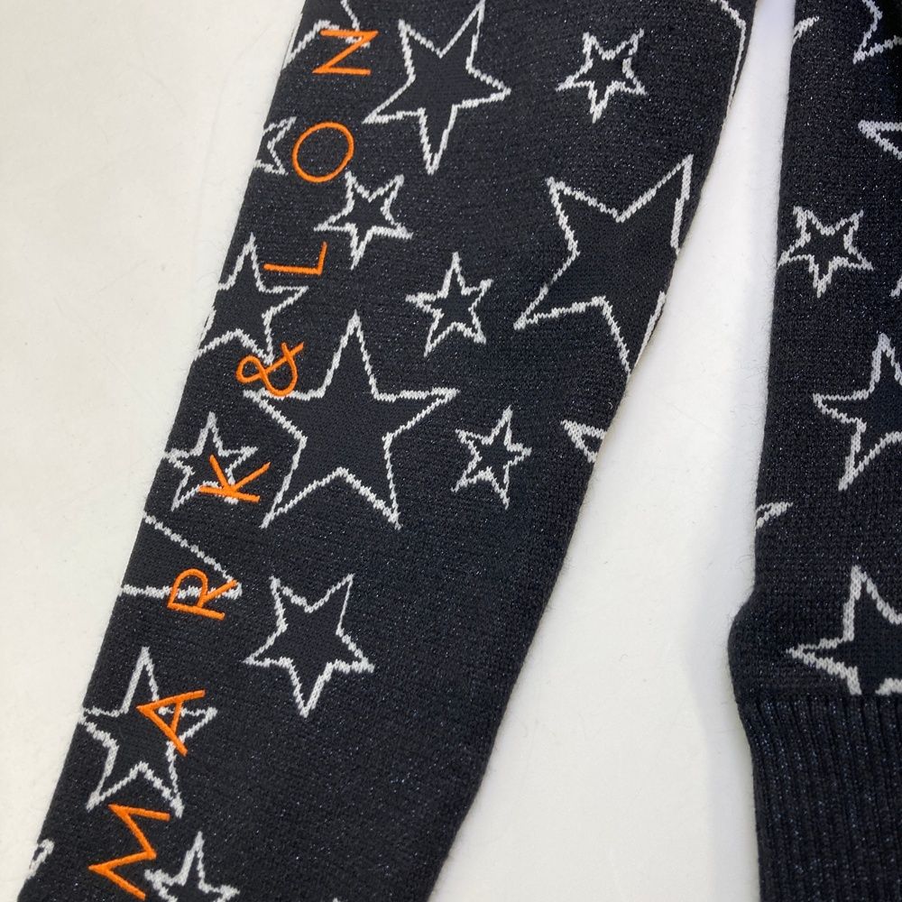 サイズ M MARK-LONA マークアンドロナ ウール混 Vネック ニットセーター 星柄 ブラック系 240101532571 ゴルフウェア メンズ ストスト USTAUSTRALIA_COM_AU