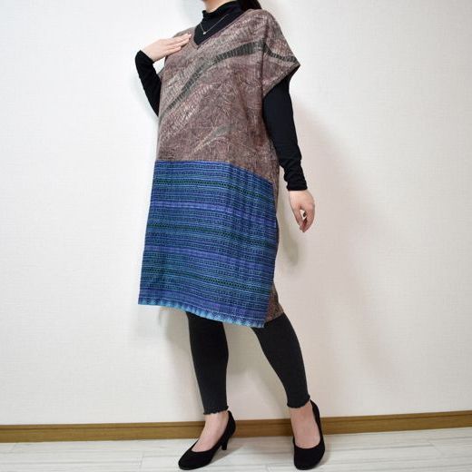 モン族刺繍チュニック【一点物】/エスニックファッション/民族アイテム 