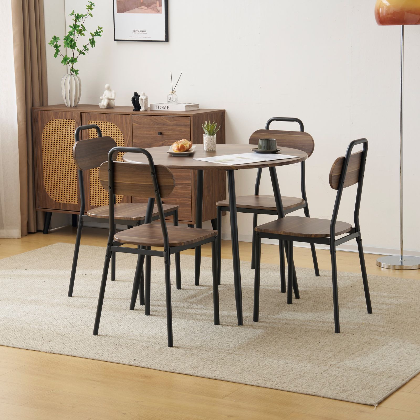 在庫一掃セール！人気品！ダイニング 5点セット ダイニングテーブル ダイニングセット 食卓 チェア4脚 コンパクトサイズ 4人掛け おしゃれ BROWN+BLACK