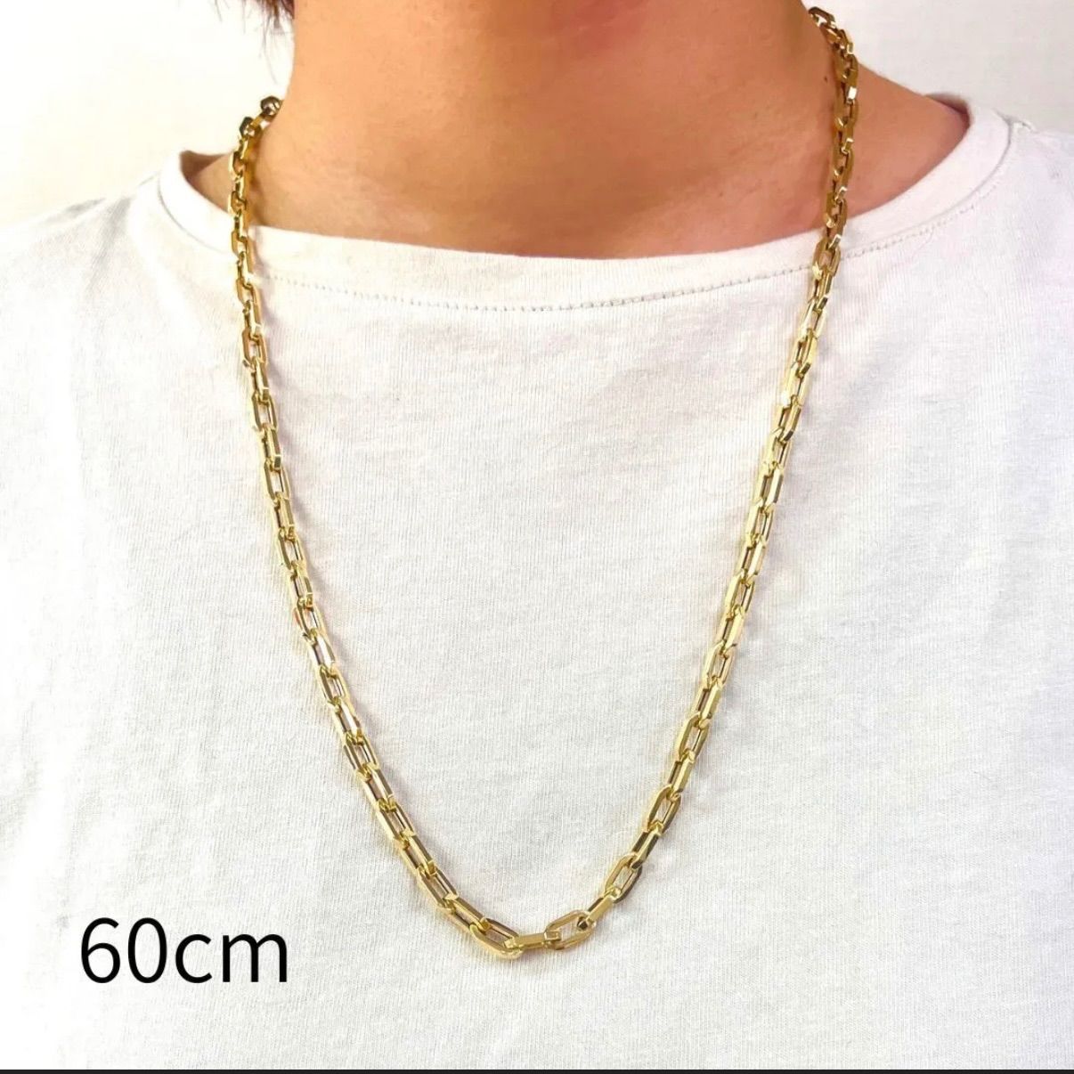 新品 18金 ペーパークリップ ネックレス チェーン 幅5.2mm 70cm K18 YG 