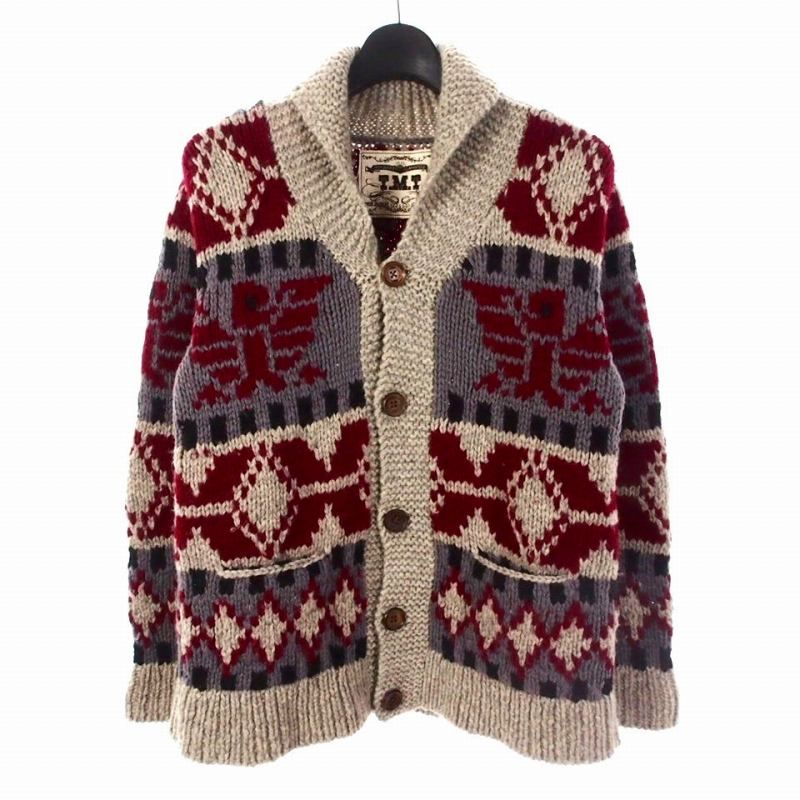 ティーエムティー TMT カウチン ニットカーディガン セーター M マルチ